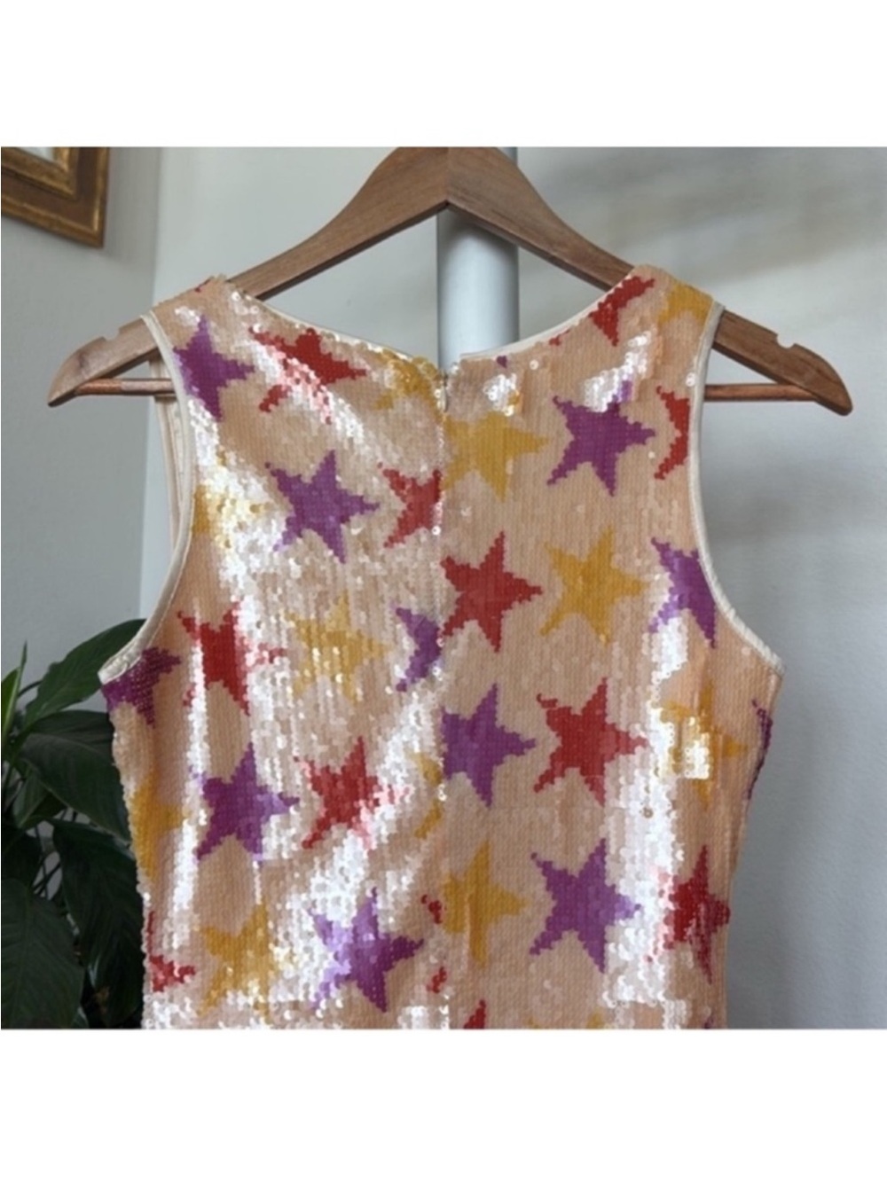 Nasty Gal Star Sequin Square Neck Bodycon Mini dress Sz 4/S purple cream - Picture 7 of 8